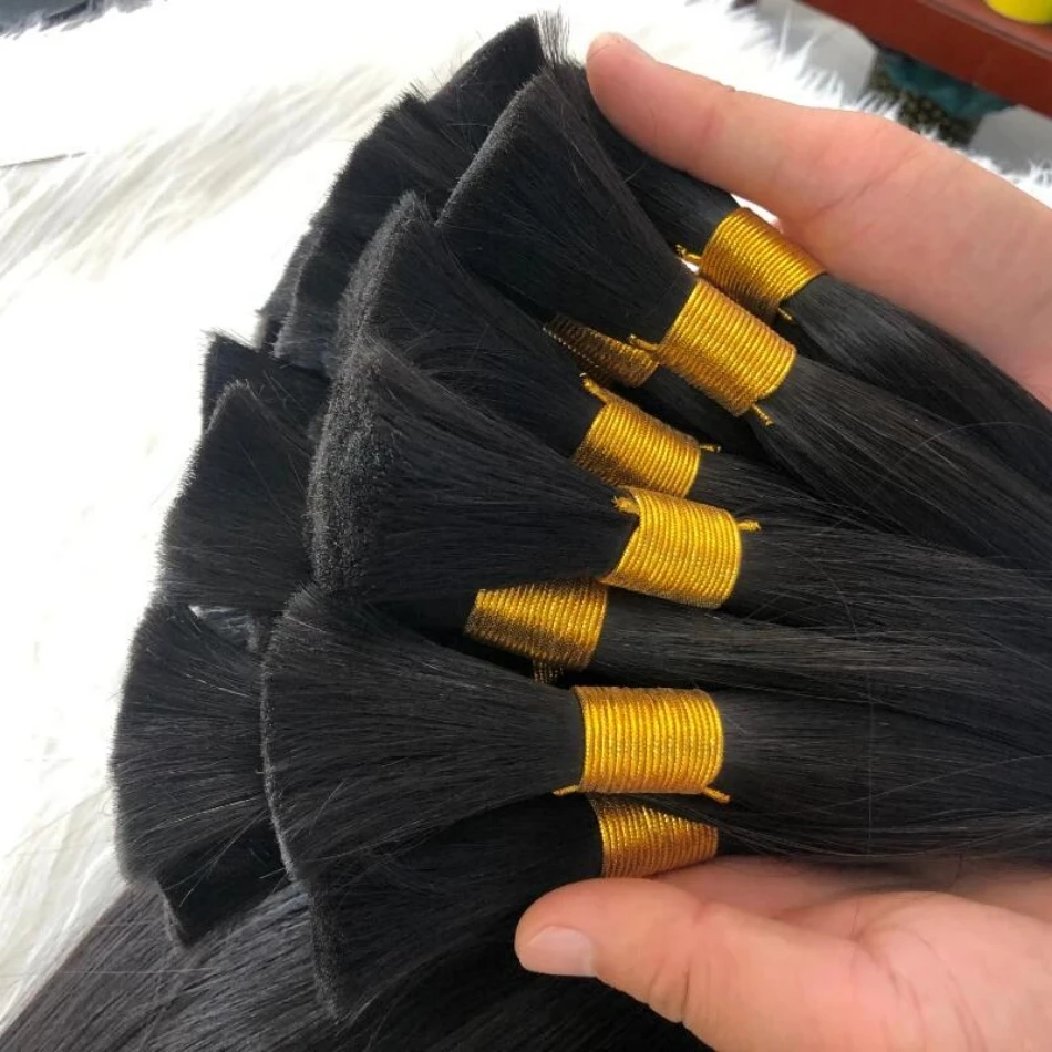 Miss Rola 10A Brazilian Hair Bulk 50g/piece Human Hair Straight Extensions Natural Color Remy Double Wefts