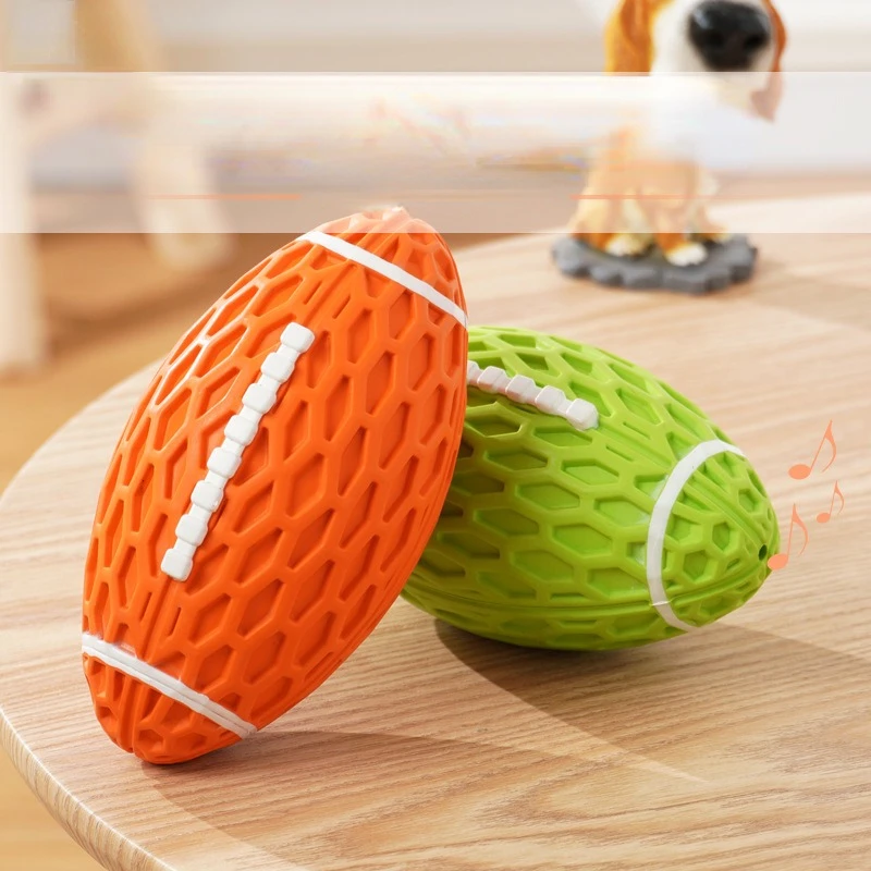 

New Rubber Pet Dog Toy Rugby Football Squeaky Sounding Toys Teeth Cleaning Chew Toy Interactive Play Pet Supplies Accessories