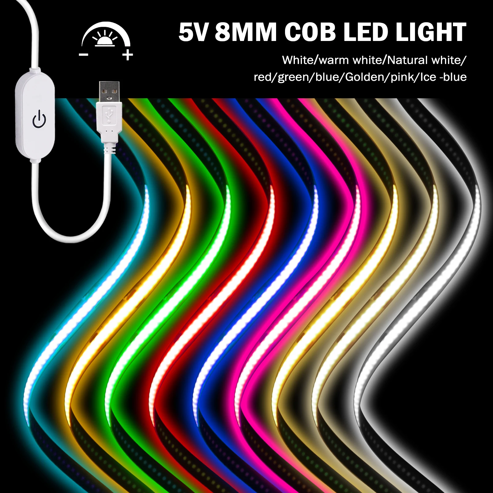 DC 12V COB Led ストリップ 320 LEDs/M RA90 12V 24V COB LED Strip Light High Density 320LEDS/m RA90 IP65