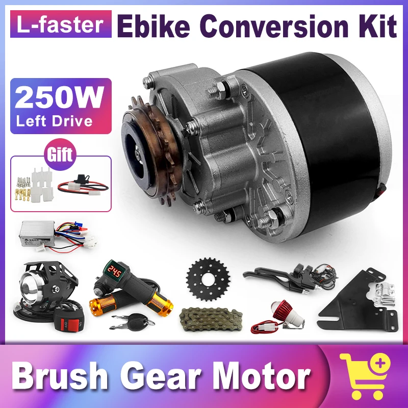 

L-faster DIY 24 27.5inch 250w Electric Mountain Bike Brush Motor Part With Throttle Handle Headlight