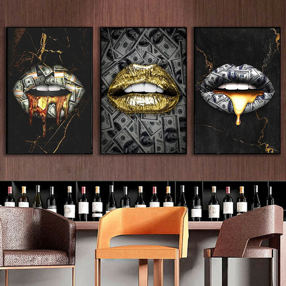 Sexy African Woman Lips Canvas Art Posters And Prints Money