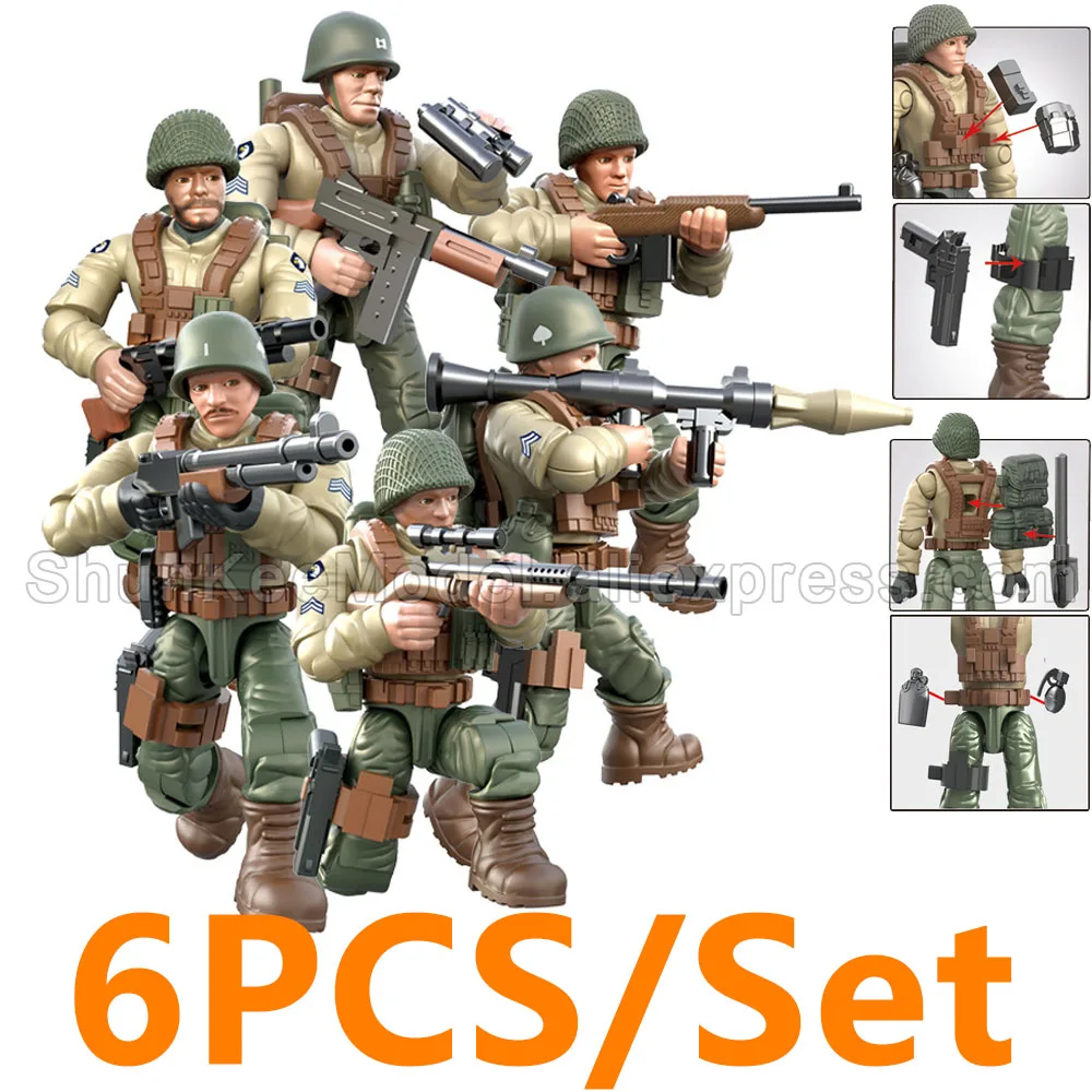 

WWII WW2 USA Army Military Soldier City Police SWAT Weapon Accessories Compatible Mini Figures Building Blocks Bricks Kids Toys