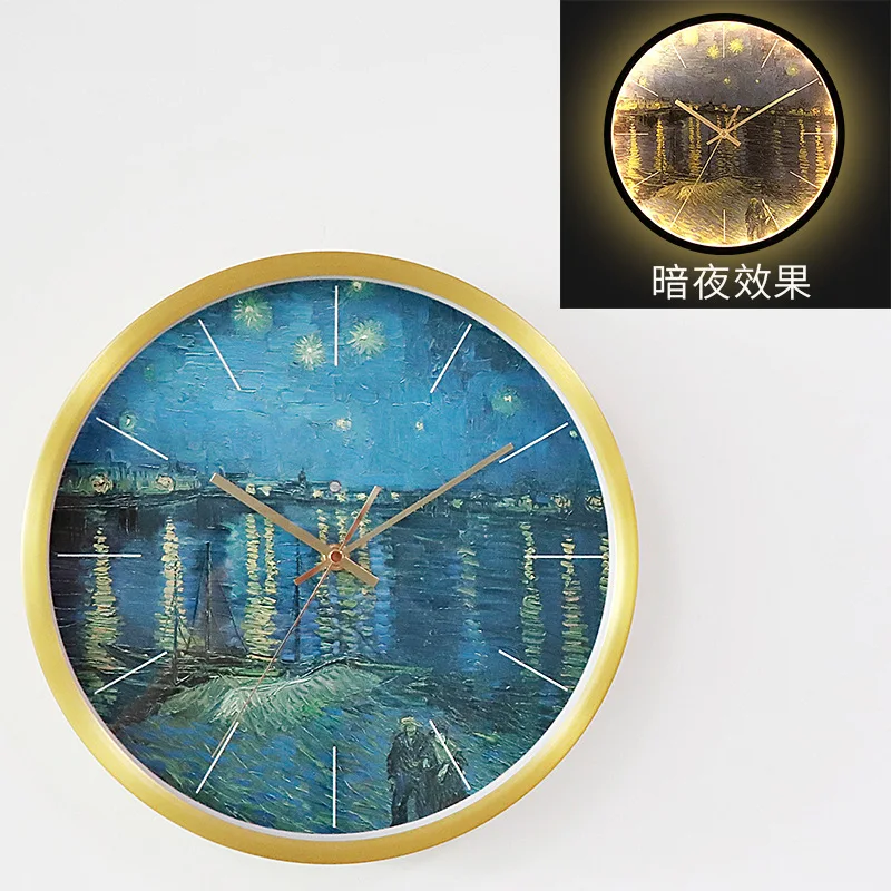 Orologio da parete luminoso con controllo del suono LED Rhone River Starry  Night orologio da parete con decorazione in metallo orologio con funzione  di luce notturna - AliExpress