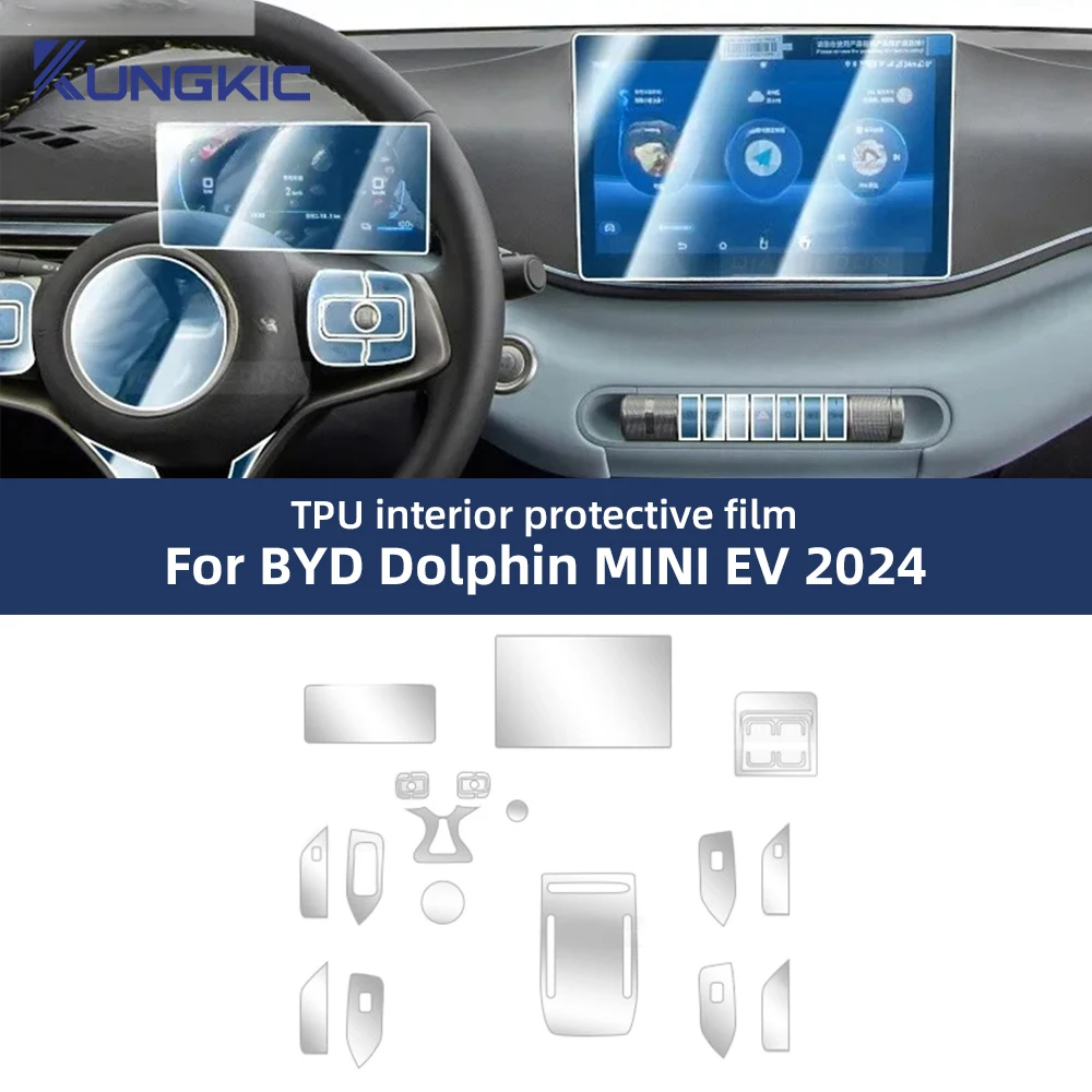 Film de protection intérieur en TPU pour BYD Dolphin MINI EV Seagull 2024, anti-rayures, panneau de boîte de vitesses, écran de Navigation automobile