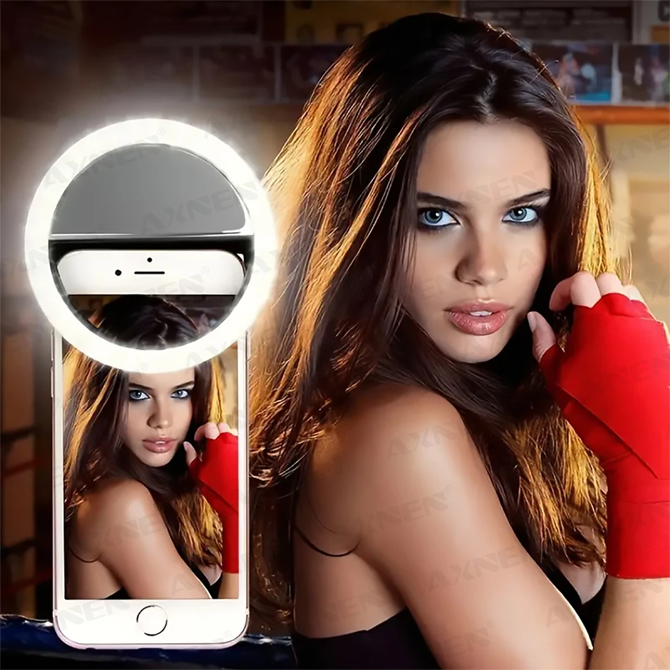 LED Selfie Ring Lamp LED Light Ring with USBcharging Phone Lens Selfie Light Mini Circular Fill Clip Compatible with iPhone Samsung Xiaomi Poco