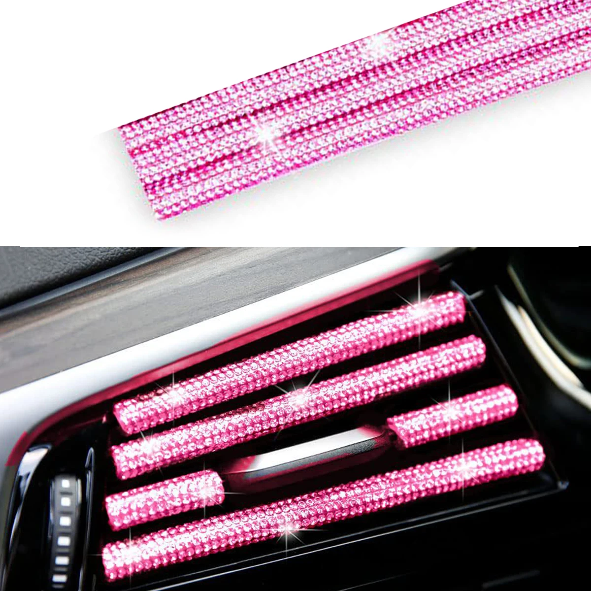 3pcs Car Air Outlet Decoration Strip Air Conditioning Mesh U