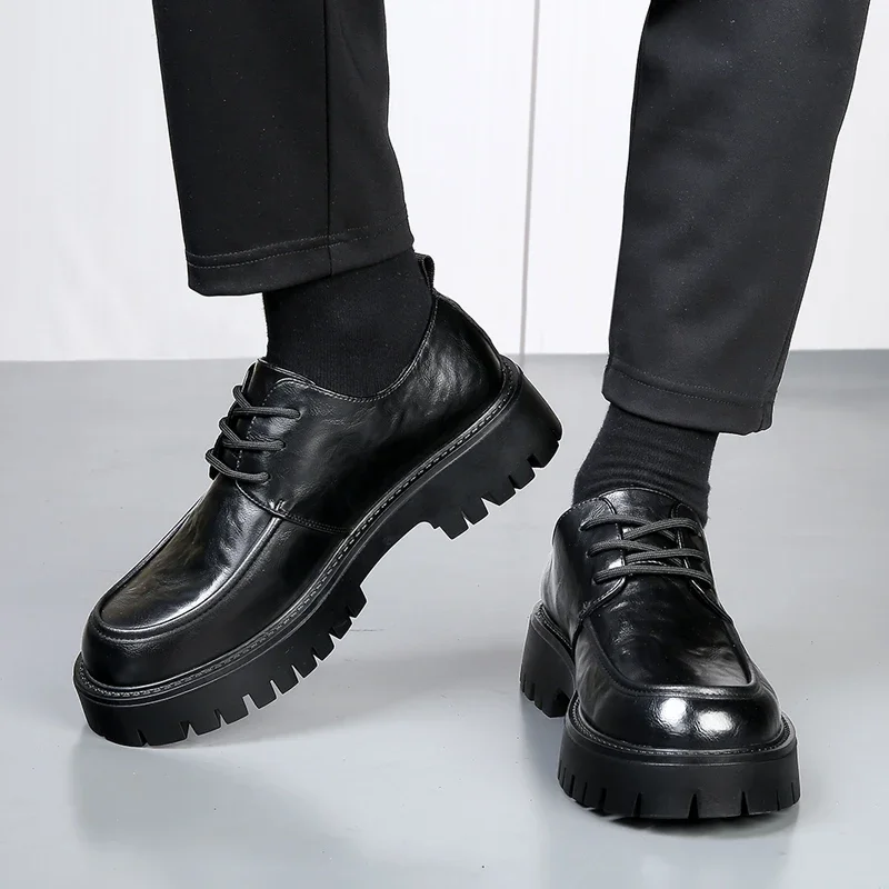 

Autumn Platform ankle botas British style mens fashioni leather boots brand designer shoes evening prom dress motorcycle boot