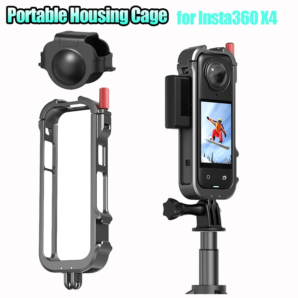렌즈 캡이 있는 보호 프레임, 액션 카메라 프레임 케이스, 퀵릴리즈 장착 브래킷 케이스, Insta360 X4 액션 카메라용 케이지