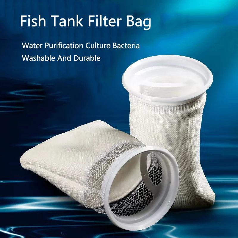 Anti Overflow Aquarium Filter Bag with Frame Washable Reusable Mesh
