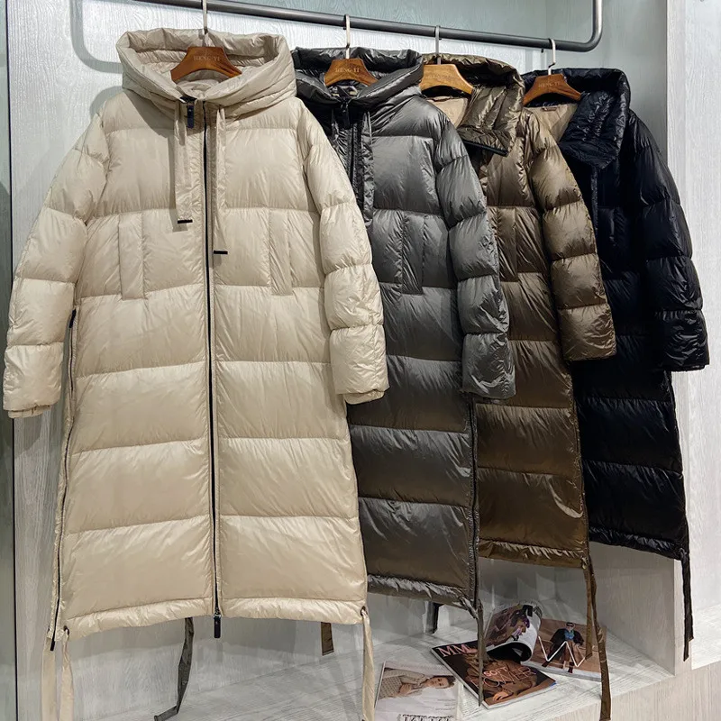 

Женский теплый пуховик на молнии, повседневное Свободное пальто средней длины с капюшоном, зима 2023