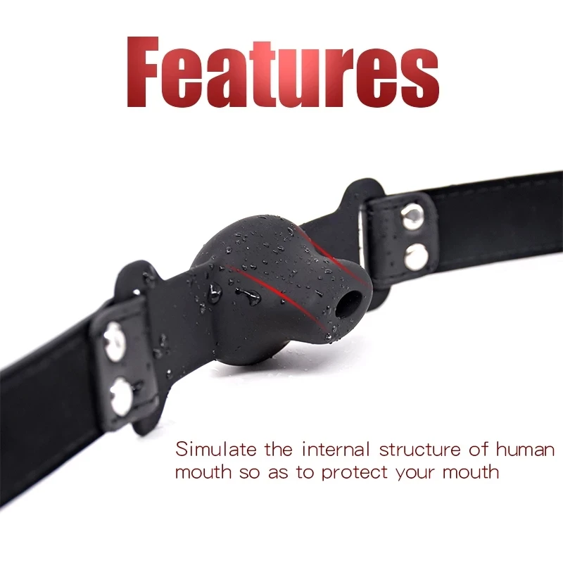 Gag Silicone Mouth Extender Ball Oral Fixation Erotic Toys PU Harness Strap Belt Bdsm Bondage Costume Face_voghion.com