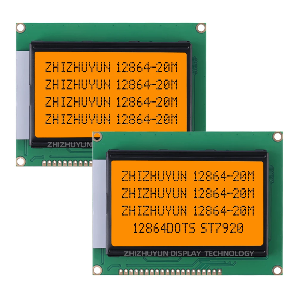 12864-20M LCD Screen Ice Blue Light 20Pin Interface ST7920 Parallel/Serial General-Purpose Screen