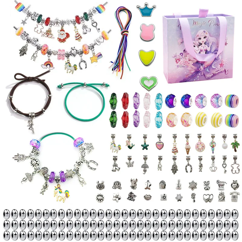 

Children's Puzzle Beaded Diy Mermaid Set Handmade Crystal Holiday Female Gift Accessories Set Beads for Jewelry Making