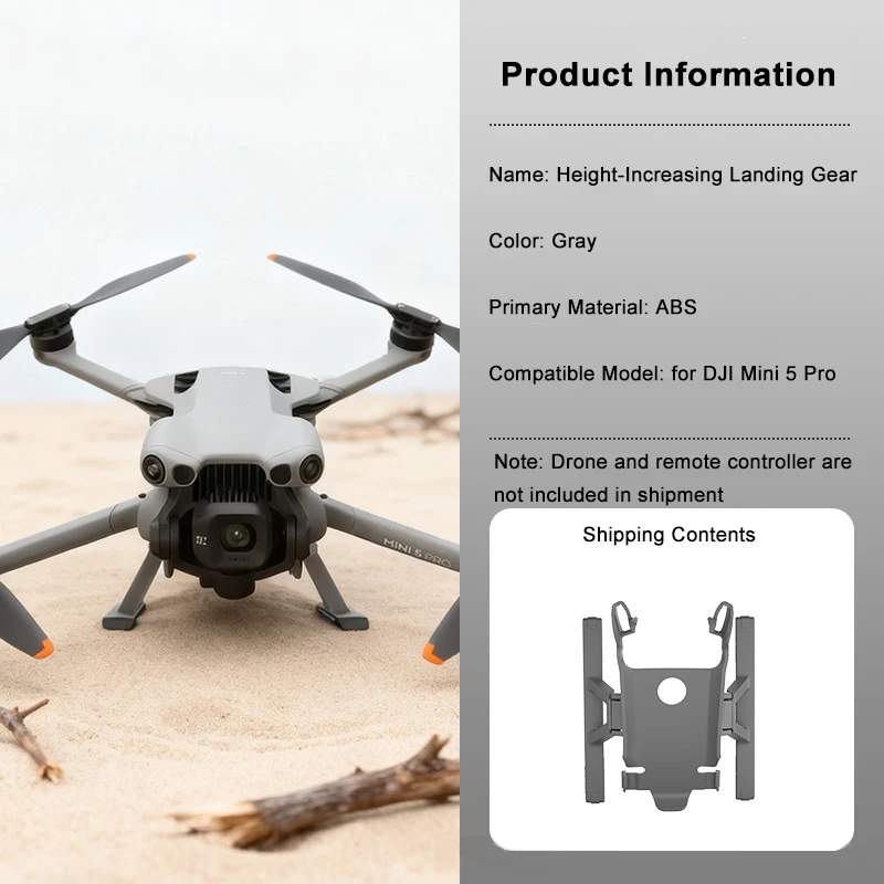 Support d'atterrissage fixé sous le DJI Mini 5 Pro, protégeant la caméra et le cardan, achetez cette protection anti-collision.