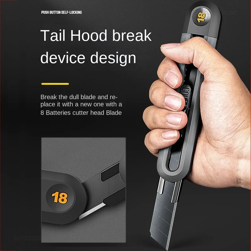 Retractable Snap-Off Utility Knife 18mm/9mm High Carbon Steel Blades Box Cutter Auto Lock for Office Supplies Stationery Tools - 5