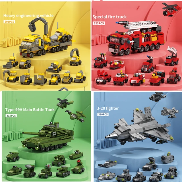 10IN1 Helicopter Fire Rescue Engineering Vehicle Building Blocks Police Tank Helicopter Puzzle Bricks Compatible Child Gift Toy 1