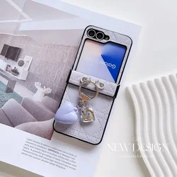 Elegant Leather Case with Charming Love Hangings - Premium Phone Cover - Samsung Z flip 6 (Purple)