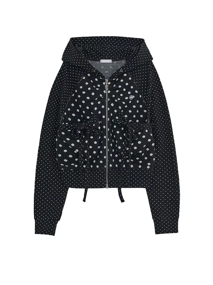 Casual Sle Color Blo Hoodie Jaet Women's  Slim Fit Top Spring 2025 Cotton Long Sve Zipper Closure Pattern