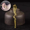 Retro Brass Ear Spoon Keychains Pendant Snake Ear Digging Tool Brass Key Ring Pendant Ear Pick Tool Reusable Ear Cleaner 2