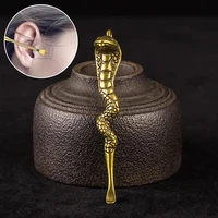 Retro Brass Ear Spoon Keychains Pendant Snake Ear Digging Tool Brass Key Ring Pendant Ear Pick Tool Reusable Ear Cleaner 2
