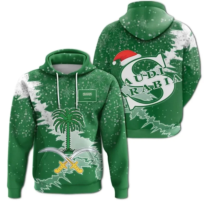 thumbnail image 1 of Sudadera con capucha con estampado de mapa y bandera de Arabia Saudita para hombre, ropa informal de uso diario, sudadera deportiva para niño, 1 of 5