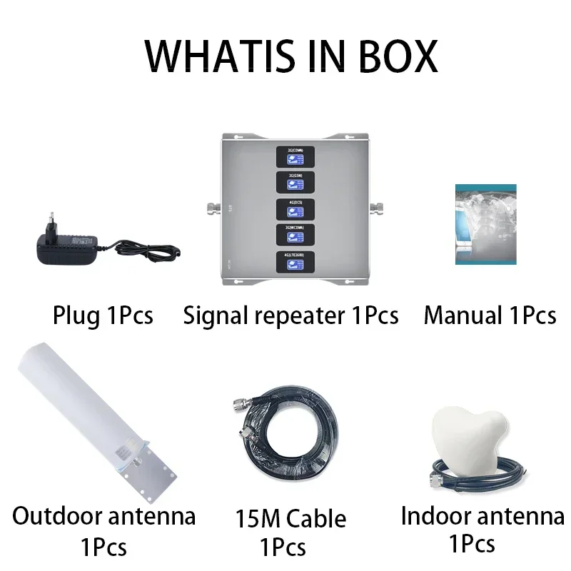 2G 3G 4G GSM DCS WCDMA LTE 850 900 1800 2100 2600MHz Cell Phone Signal Booster Amplifier
