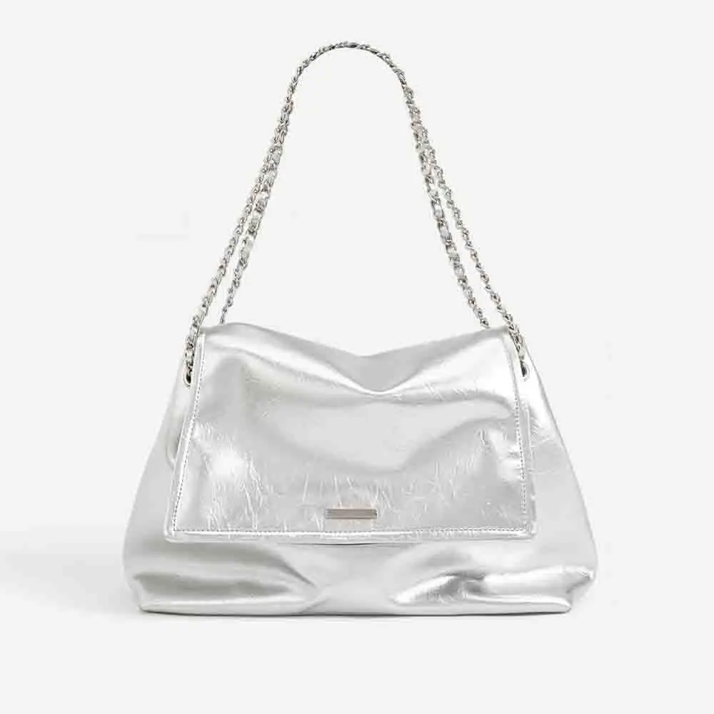

New Luxury Messenger Bags for Women High Quality Cow Leather Metallic Color Chains Shoulder Lady Daily Handbag and Purses 2023