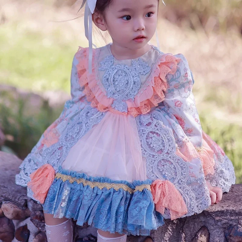Spanische neue Kinderkleider für Mädchen, Kinder-Boutique-Kleidung, Blumenmädchenkleider, Mädchen-Eid-Kleid, Blumenmädchenkleider für Hochzeiten – Detail 4