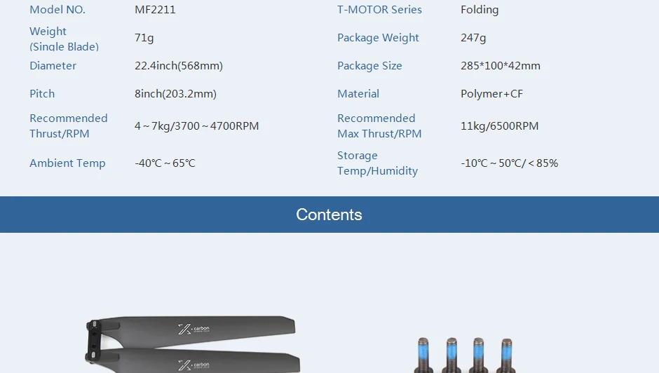 T-motor MF2211 Polymer 30 inch Folding propeller - X*Carbon for rc heavy lift multi-rotors VTOL Multicoptor Drone 17