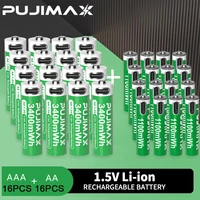 PUJIMAX 1.5V AAA/AA 3400mWh 1100mWh Rechargeable Battery USB Type-C Rechargeable Li-ion Battery For Remote Control Electric Toys 1