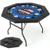 48" Poker Table Foldable - 8 Player Octagon Texas Holdem Poker Tables w/ 8 Cup Holders, Casino-Grade Felt Surface, Padded Rails 1