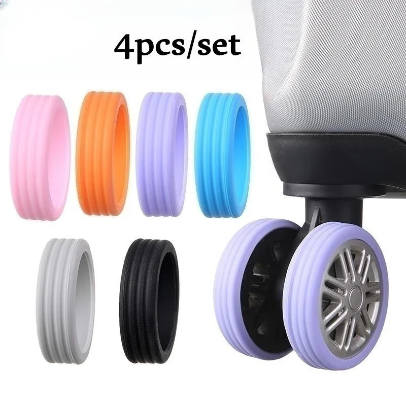 4pcs Luggage Wheels Protector Silicone Wheels Caster Shoes Travel Luggage Suitcase Reduce Noise Guard Cover Accessories