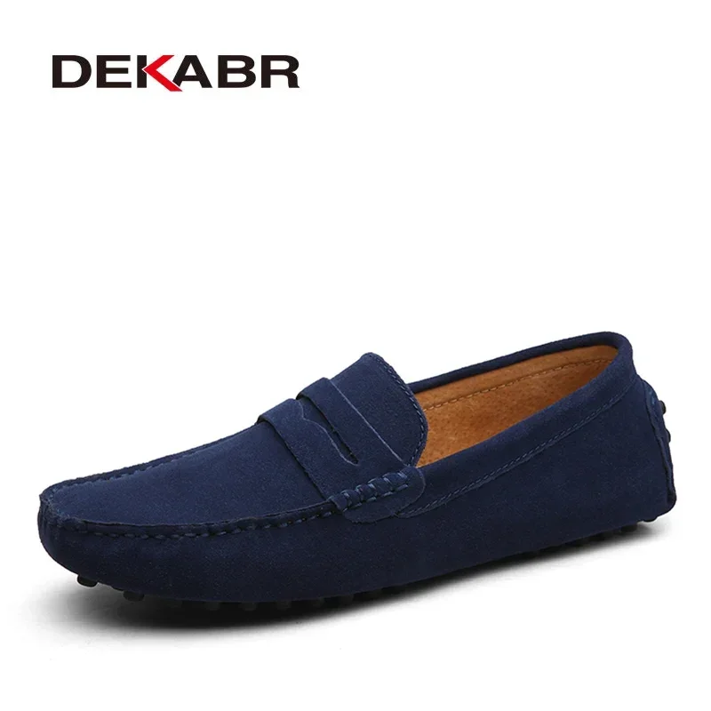 DEKABR Men Casual Shoes Genuine Leather Loafers Moccasins Slip On Flats Driving casual shoes,leather shoes