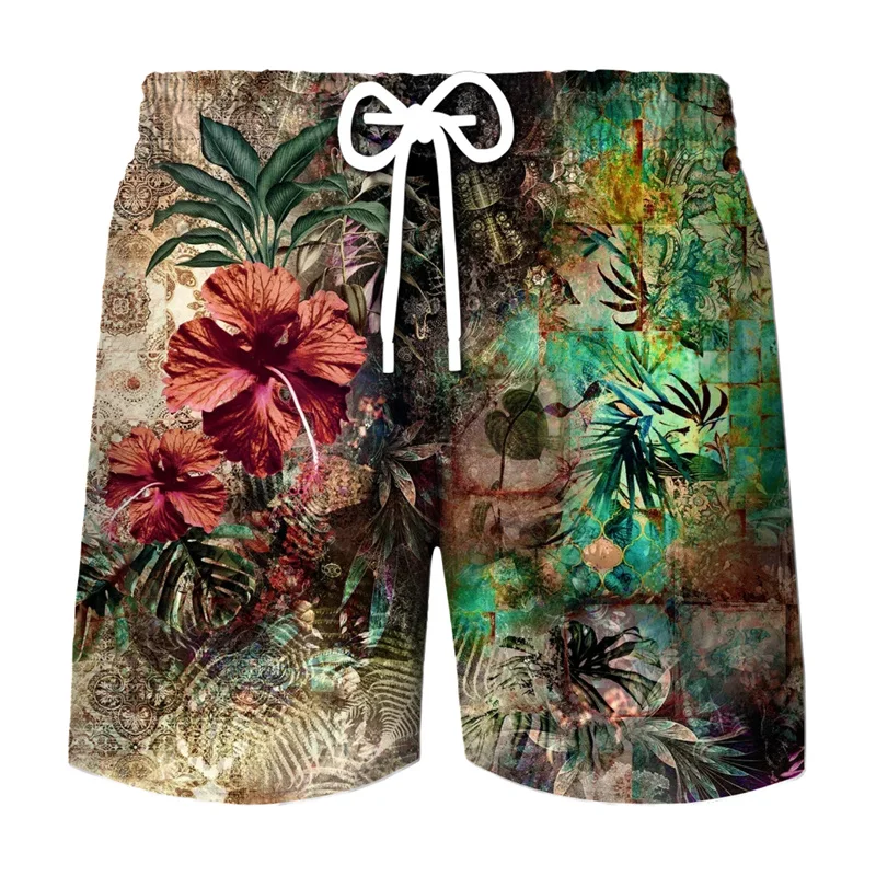 Hawaii Beach Shorts Uomo Casual 3D Stampato Piante Naturali Costume Da Bagno Quick Dry Bermuda Surf Board Shorts Pants Fashion Swim Trunks