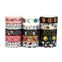 NEW 1PC 10M Deco Mushrooms Leaves Pumpkin Ghost Moon Gold Foil Halloween Washi Tape Set for Planner Masking Tape Cute Stationery 1