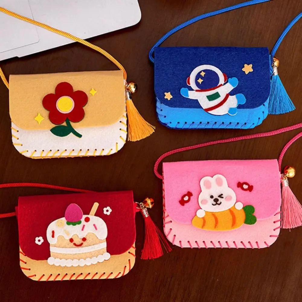 Cute Cartoon Felt Bag Making Kit DIY Crafts Art Handmade Bag Sewing Toy Kindergarten DIY Handbag Crossbody Bag Nice Gift