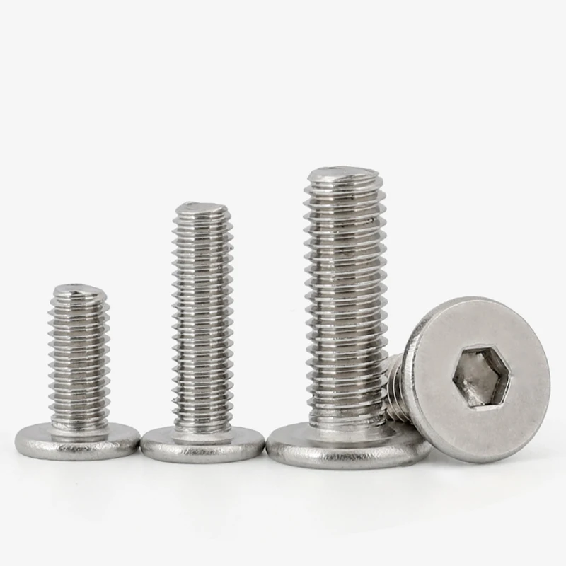 Hex Socket Screw 5/ 10/ 20/ 50pcs CM M1.6 M2 M2.5 M3 M4 M5 M6 M8 304 Stainless Steel Hex Socket Ultra Thin Super Low Flat Wafer Head Screw Bolt