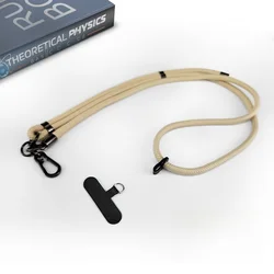 Adjustable Detachable Crossbody Phone Lanyard Necklace Strap - Anti - Loss Hanging Rope, 150CM Length - Polyester / Nylon (Beige)