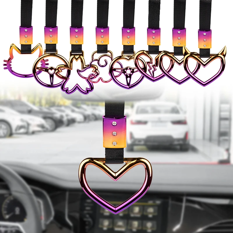 Colorful Car Tow Strap Tsurikawa Ring Heart JDM Train Bus Handle Hand Strap Styling Drift Charm Auto Accessories 1pcs car accessories