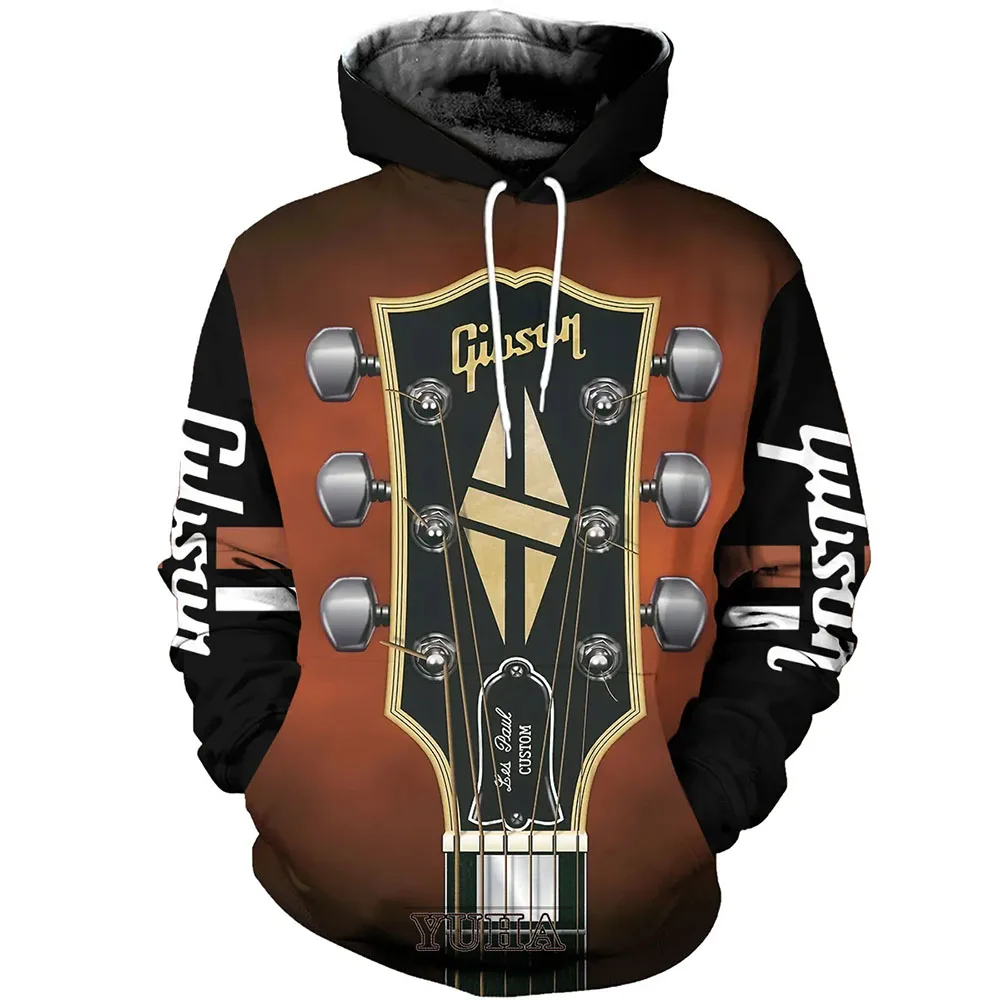 Popular 3d Print Musical Guitar Men Laxity Hoodie Casual Pullover Fashion Y2k Streetwear Trend Hip Hop Oversized Sweat Clothing