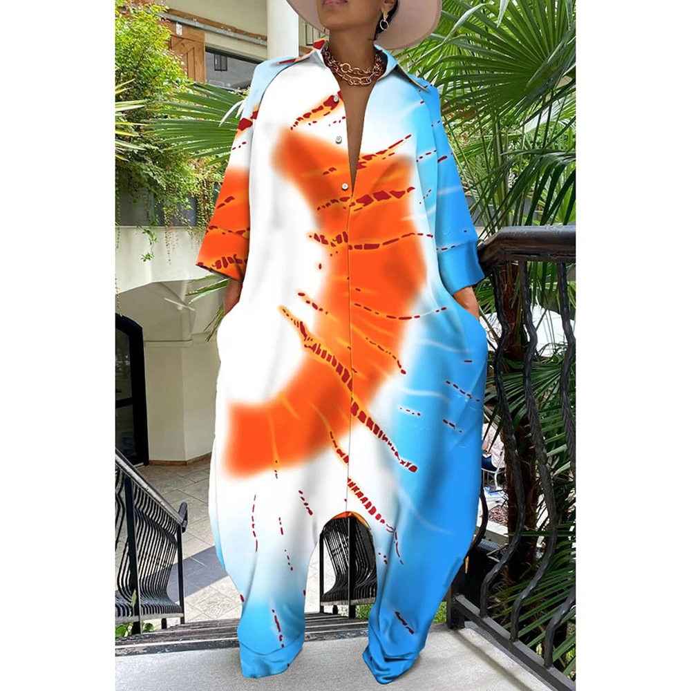 

Plus Size Casual V Neck Blouse Jumpsuits