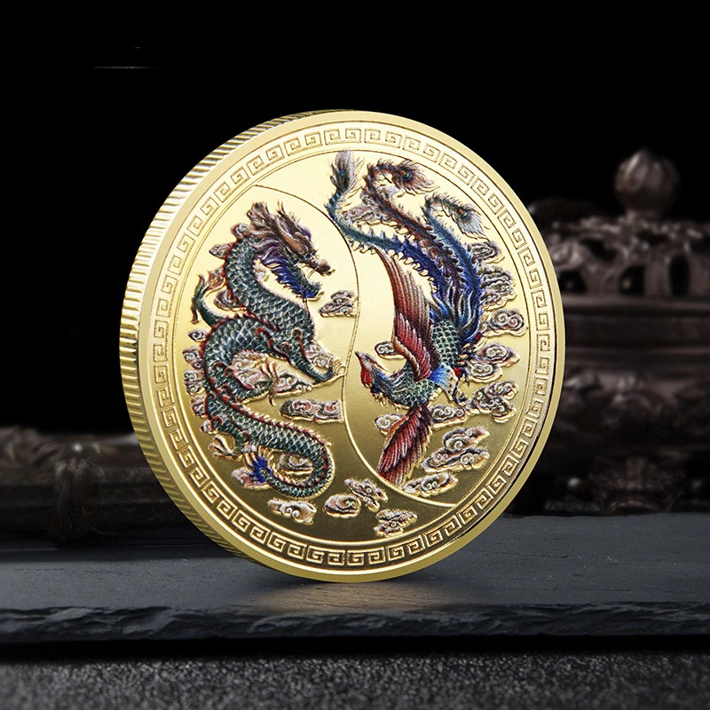 Commemorative Coin Souvenir Coin China Dragon and Phoenix Auspicious Commemorative Coin Collection