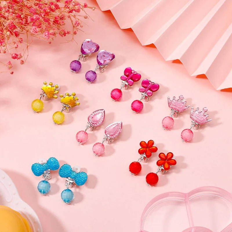 Kids Ear Clip No Piercing Earring 3/7 Pairs For Girls