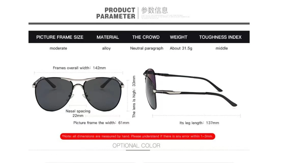 Classic Men's Polarized Sunglasses Metal Driving Male Light Sun Glasses for VW V