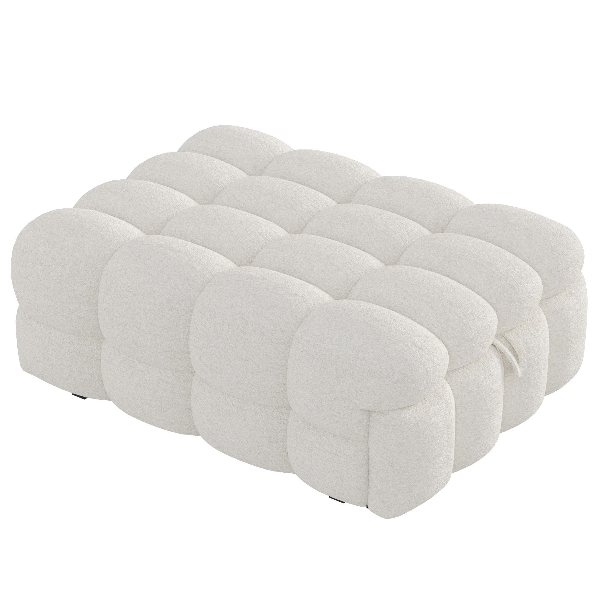 KOMHTOM Teddy Stoff 2 in 1 Polsterbett mit Fußhocker Ausziehbares Schlafsofa Einzelbett Puffy Bett – Detail 7