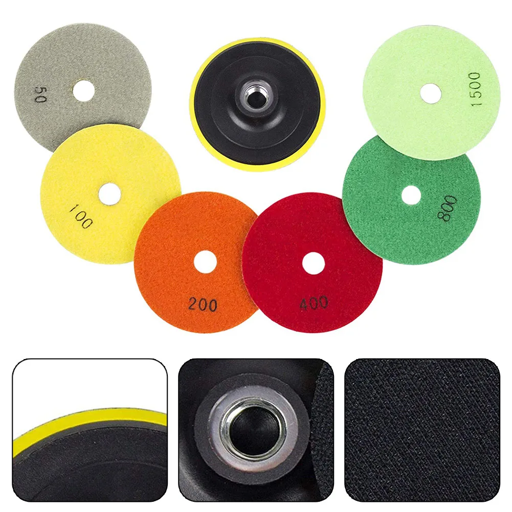 7pcs Diamond Polishing Pad Grinding Discs For Granite Marble Concrete Stone Polish Disc Grinding