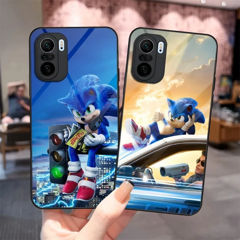 S-Sonic The H-Hedgehog Custodia In Vetro Per Xiaomi Pocof3 11 13 11T 12X 10 12Pro Lite Redmi Note 10 9 8 Pro 9T 9A Pocox3Pro