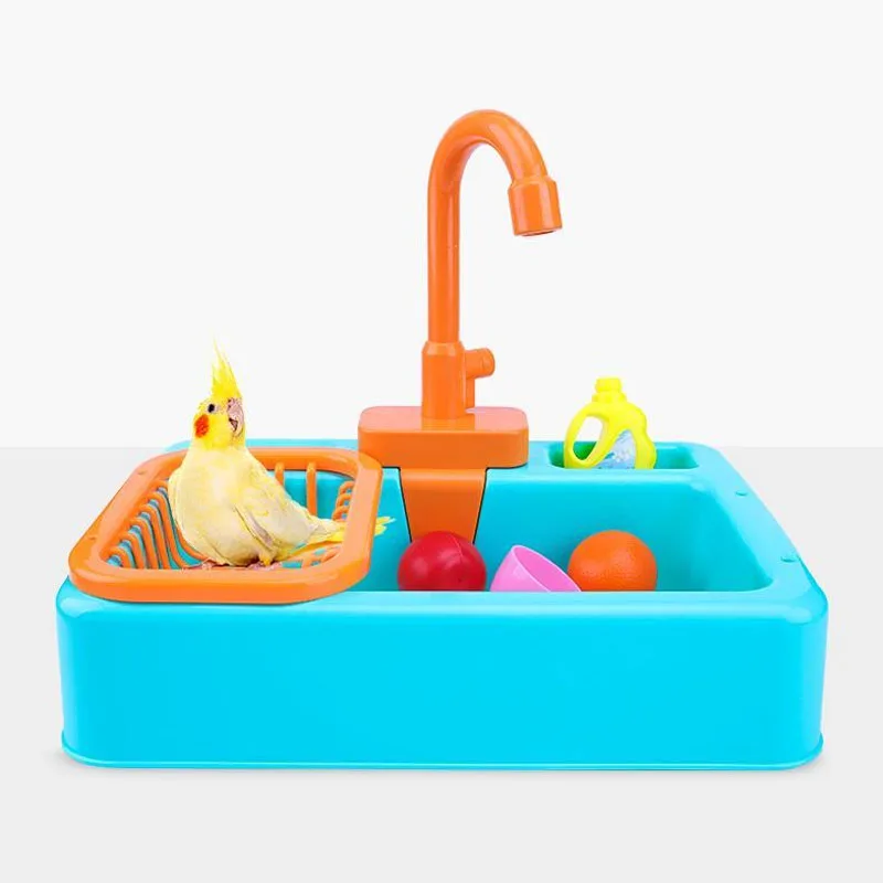 Bird Shower Bath Parrot Automatic Bath Basin Faucet Standing Wash Shower Box for Bird Bathtub Toys Pet Cleaning Accessories bird bath basin,bird accessories
