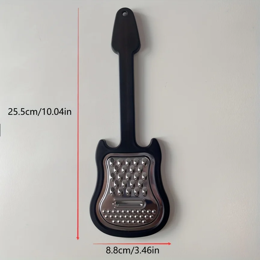 1pc Stainless Steel Guitar-Shaped Cheese Grater Multifunctional with Plastic Handle For Hard/Soft Cheese, Ginger, Potato & More