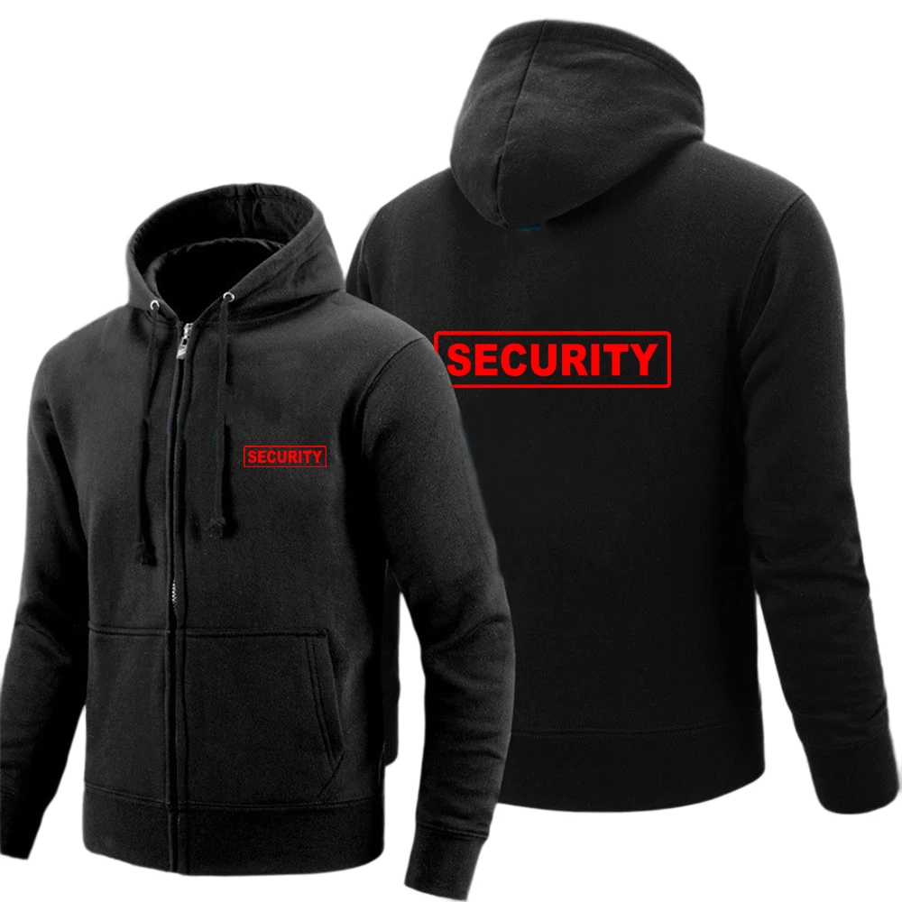 Men's Security Printed Zipper Pullover Hoodie Sweatshirt